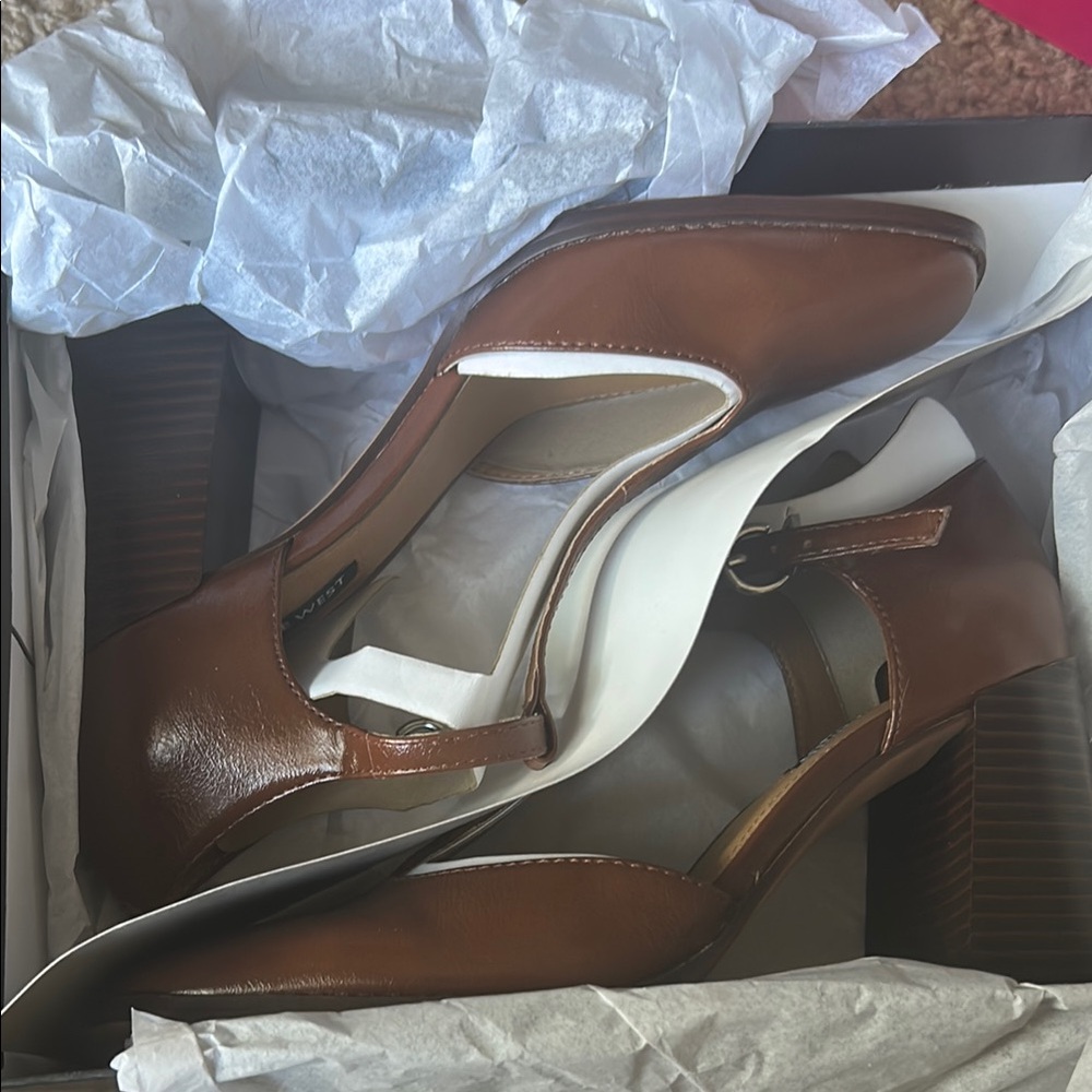 Nine West Brown Heeled Mules with Sleek Design